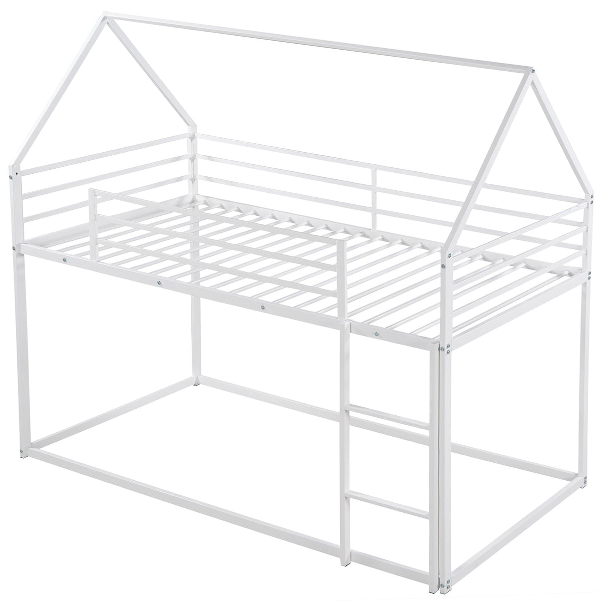 House Bunk Bed With Built In Ladder white metal bunk bed frame with guard rails on Tampa Home & Garden Store
