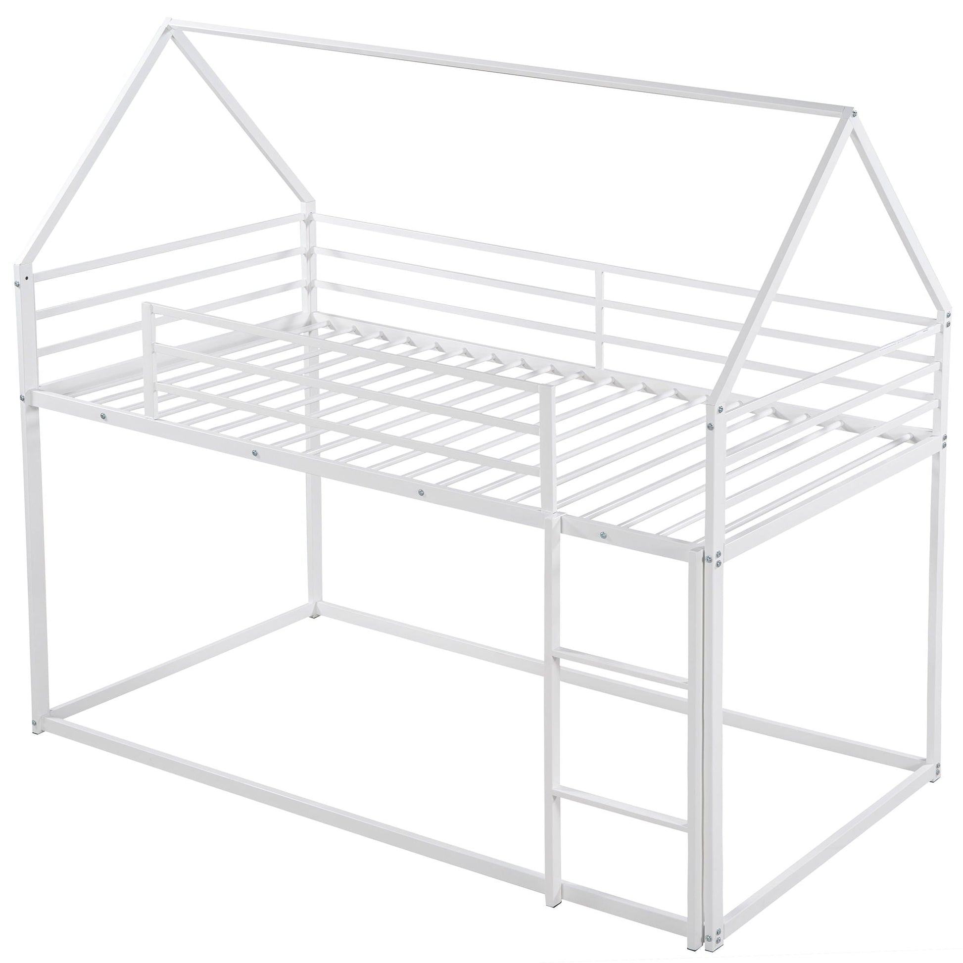 House Bunk Bed With Built In Ladder white metal bunk bed frame with guard rails on Tampa Home & Garden Store