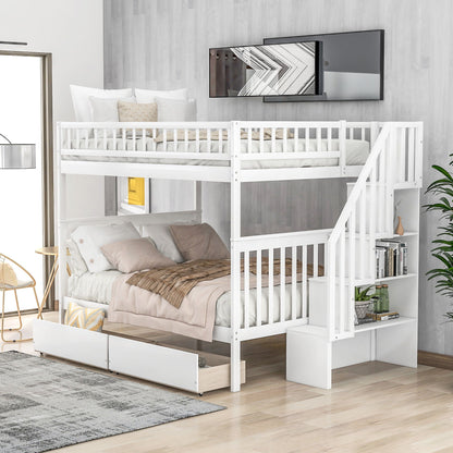 Bunk Bed With Staircase HouseOfZazla white wood frame with stairs on Tampa Home & Garden Store