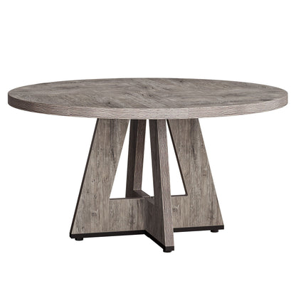 Round Dining Cross Base Kitchen Table with gray wood top and cross legs by HouseOfZazla on Tampa Home & Garden Store