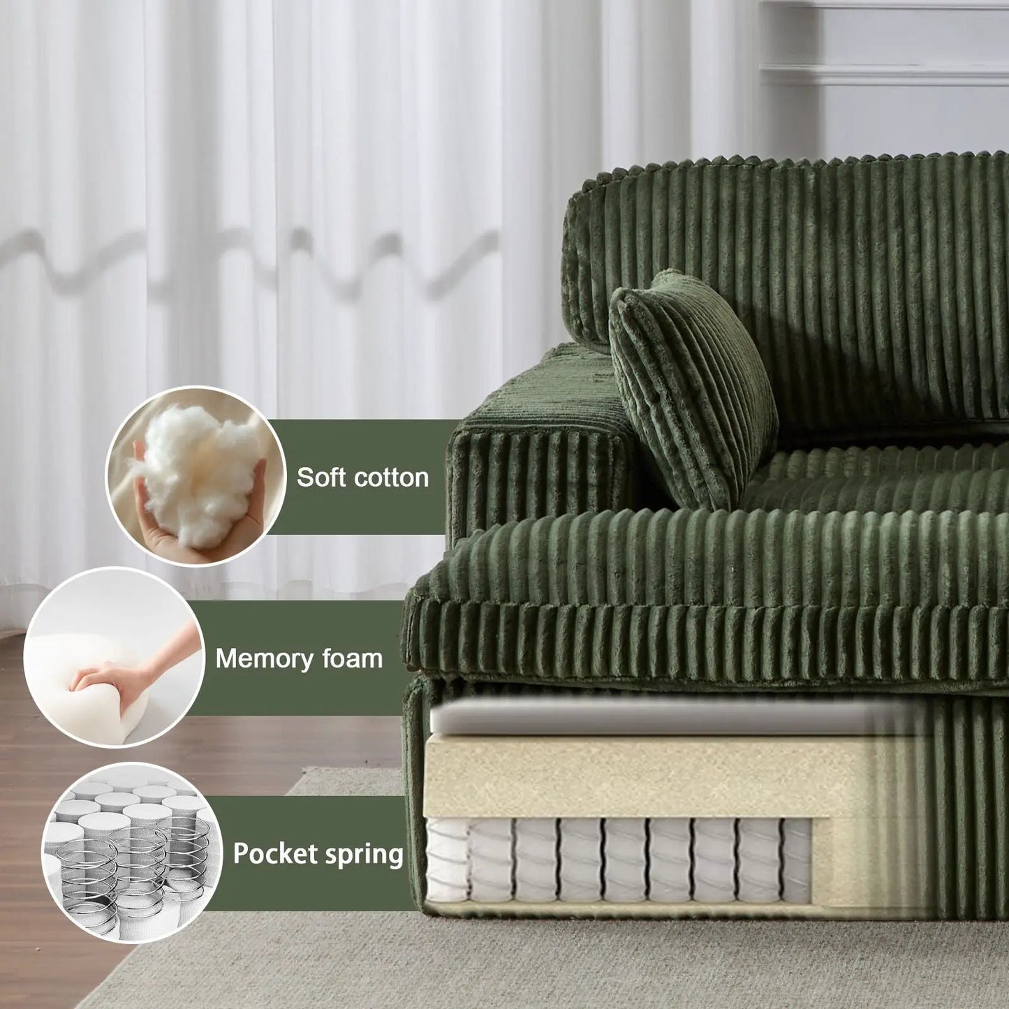Oversized Double Chaise Lounge Chair Upholstered