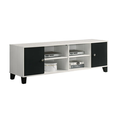 Two Tone TV Stand With Open Shelves Storage