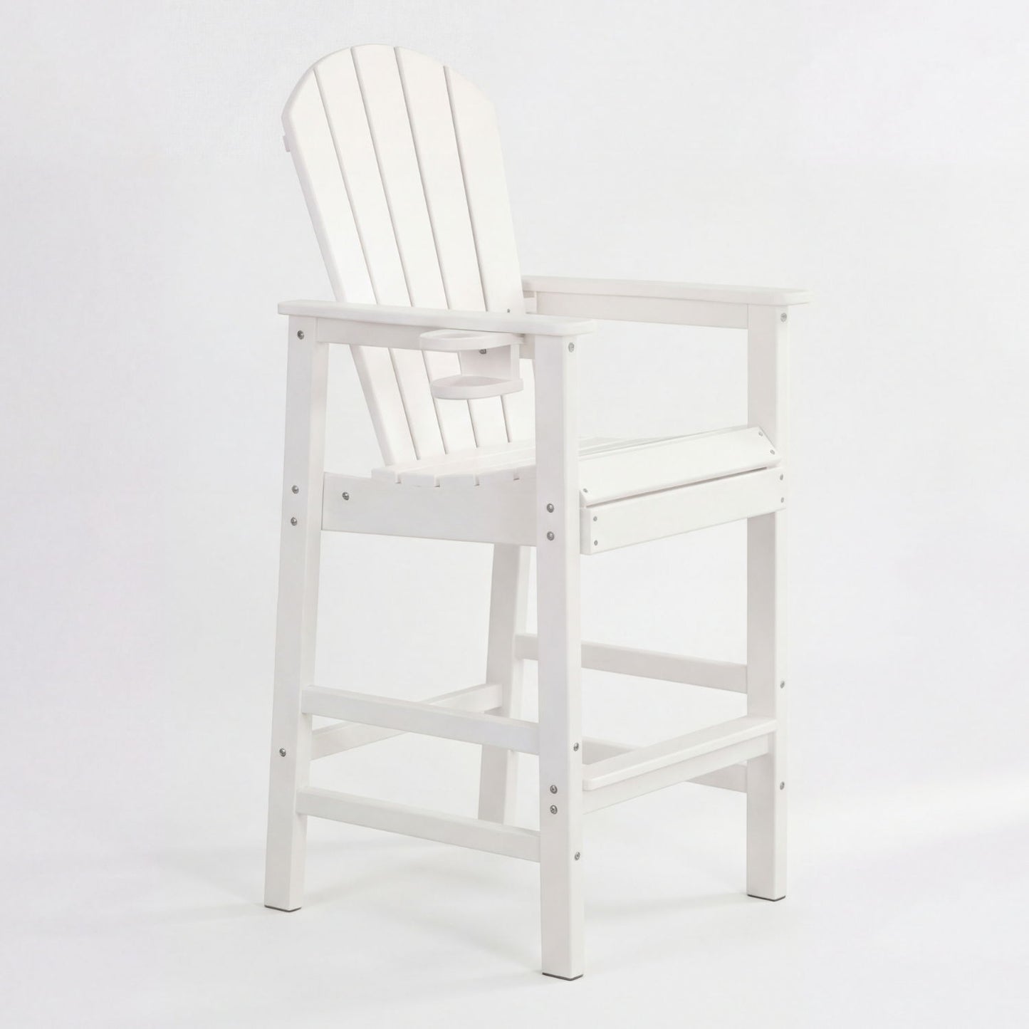 White Bar Height Adirondack Chair and Cup Holder