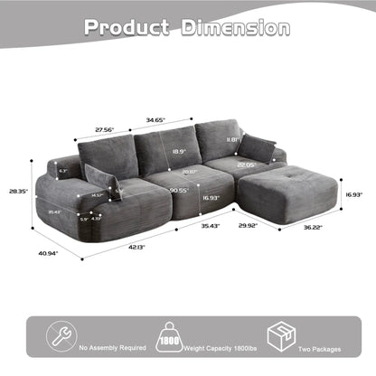 Compressed sofa 2-piece large sectional living room set in gray fabric by Unique Piece Furniture on Tampa Home & Garden Store