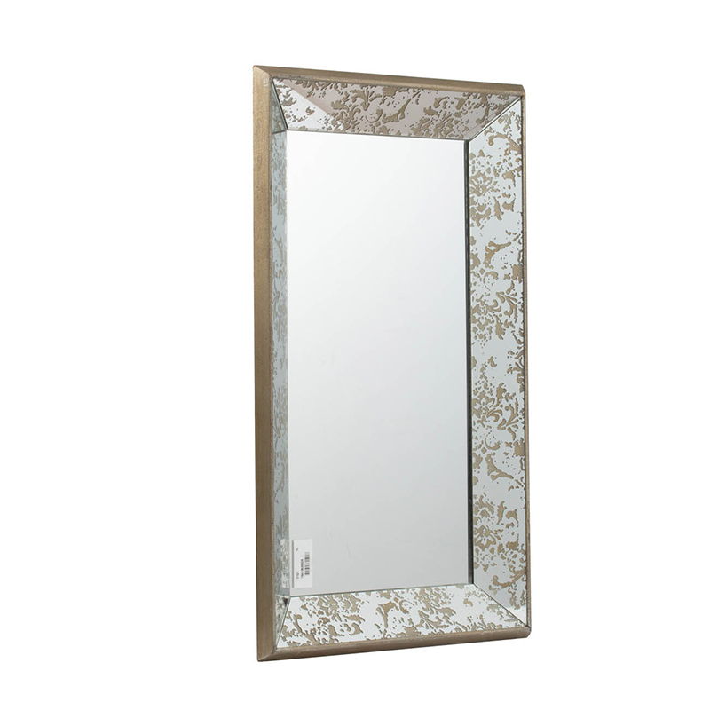 Antique rectangle mirror with floral damask frame in gold HouseOfZazla wall mirror on Tampa Home & Garden Store