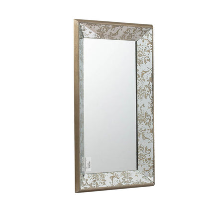 Antique rectangle mirror with floral damask frame in gold HouseOfZazla wall mirror on Tampa Home & Garden Store