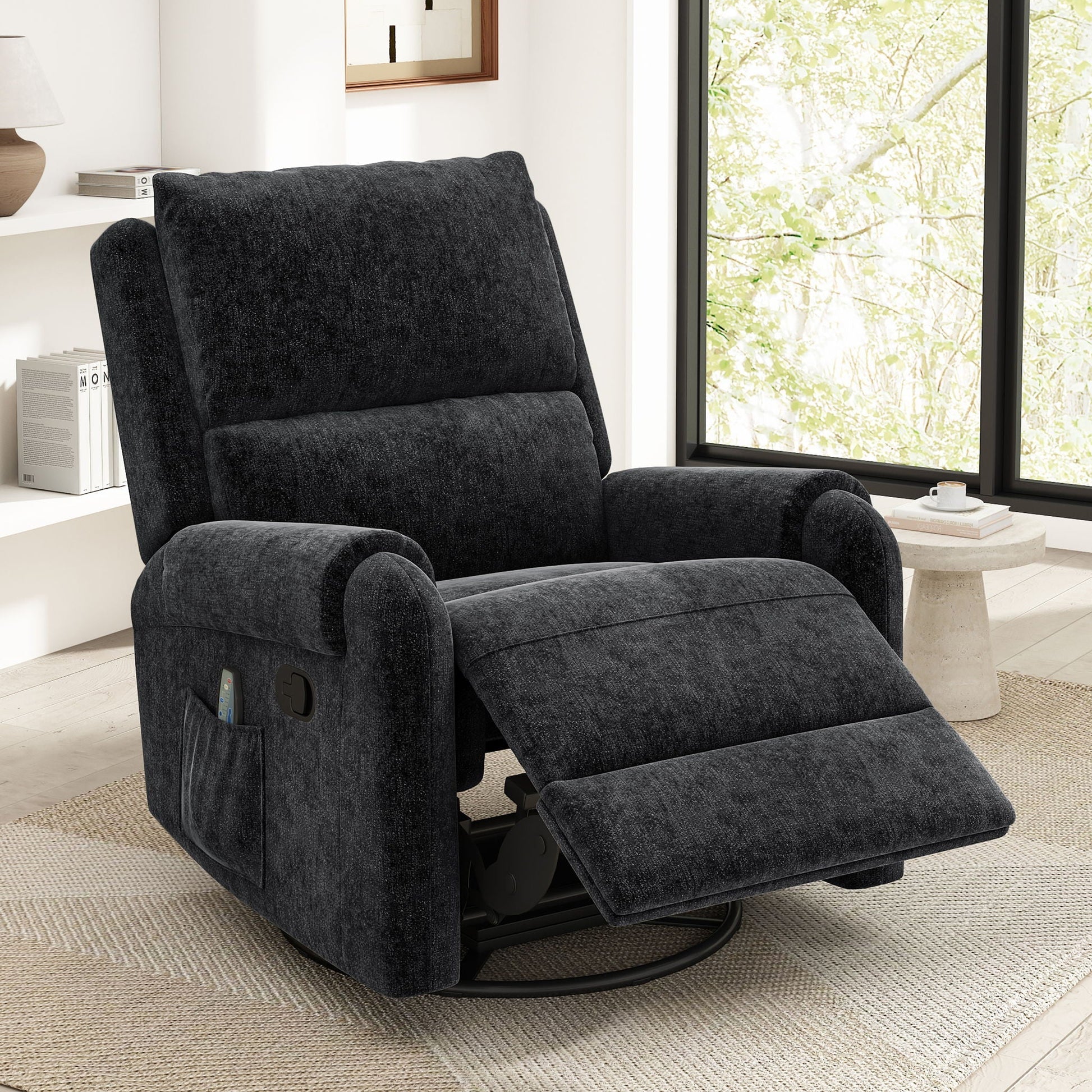 Manual recliner massage chair with swivel rocker, 8 massage modes, side pocket on Tampa Home & Garden Store