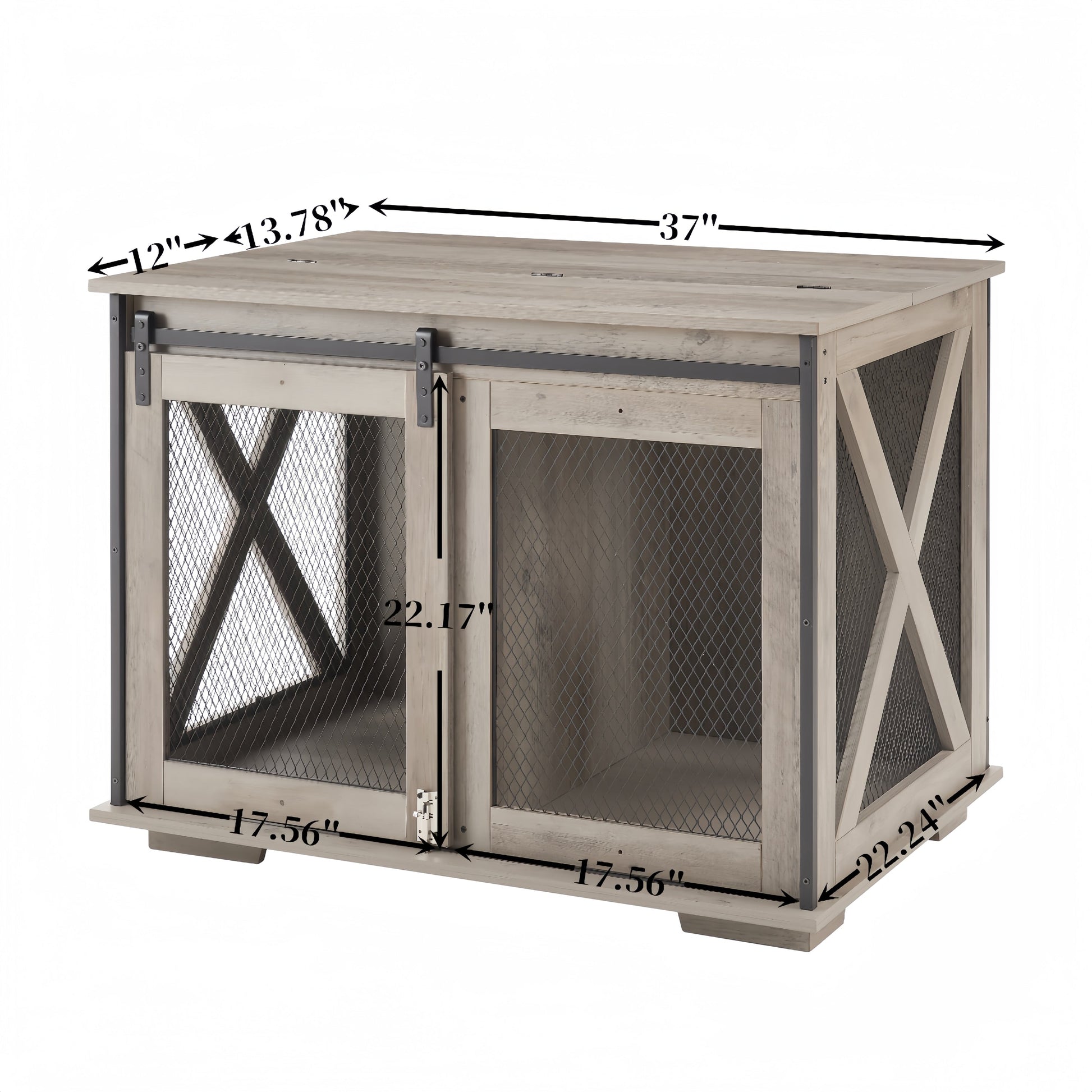 Farmhouse Dog Cage Crate Furniture with Sliding Barn Door by HouseOfZazla wood frame mesh on Tampa Home & Garden Store