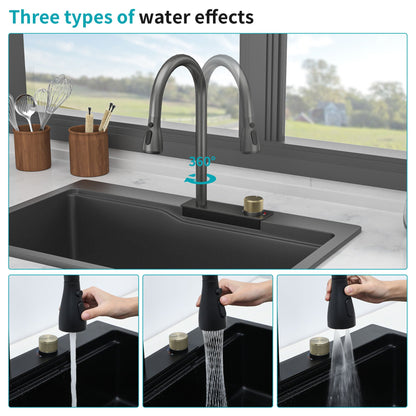 Brushed Waterfall Sink with Faucet and Cup Washer