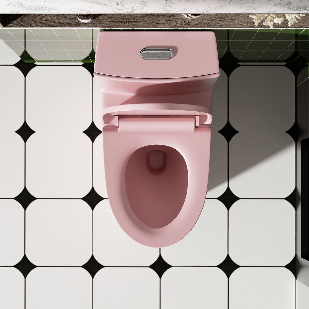 1-piece pink toilet with Tornado Flush dual-flush, ADA-height by HouseOfZazla on Tampa Home & Garden Store