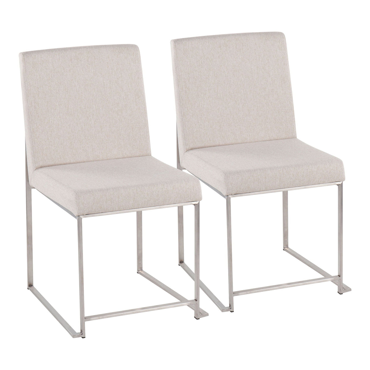 Contemporary high-back dining chairs beige padded upholstery set of 2 by HouseOfZazla on Tampa Home & Garden Store