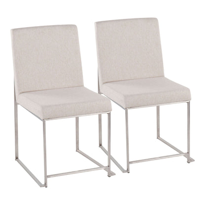 Contemporary high-back dining chairs beige padded upholstery set of 2 by HouseOfZazla on Tampa Home & Garden Store