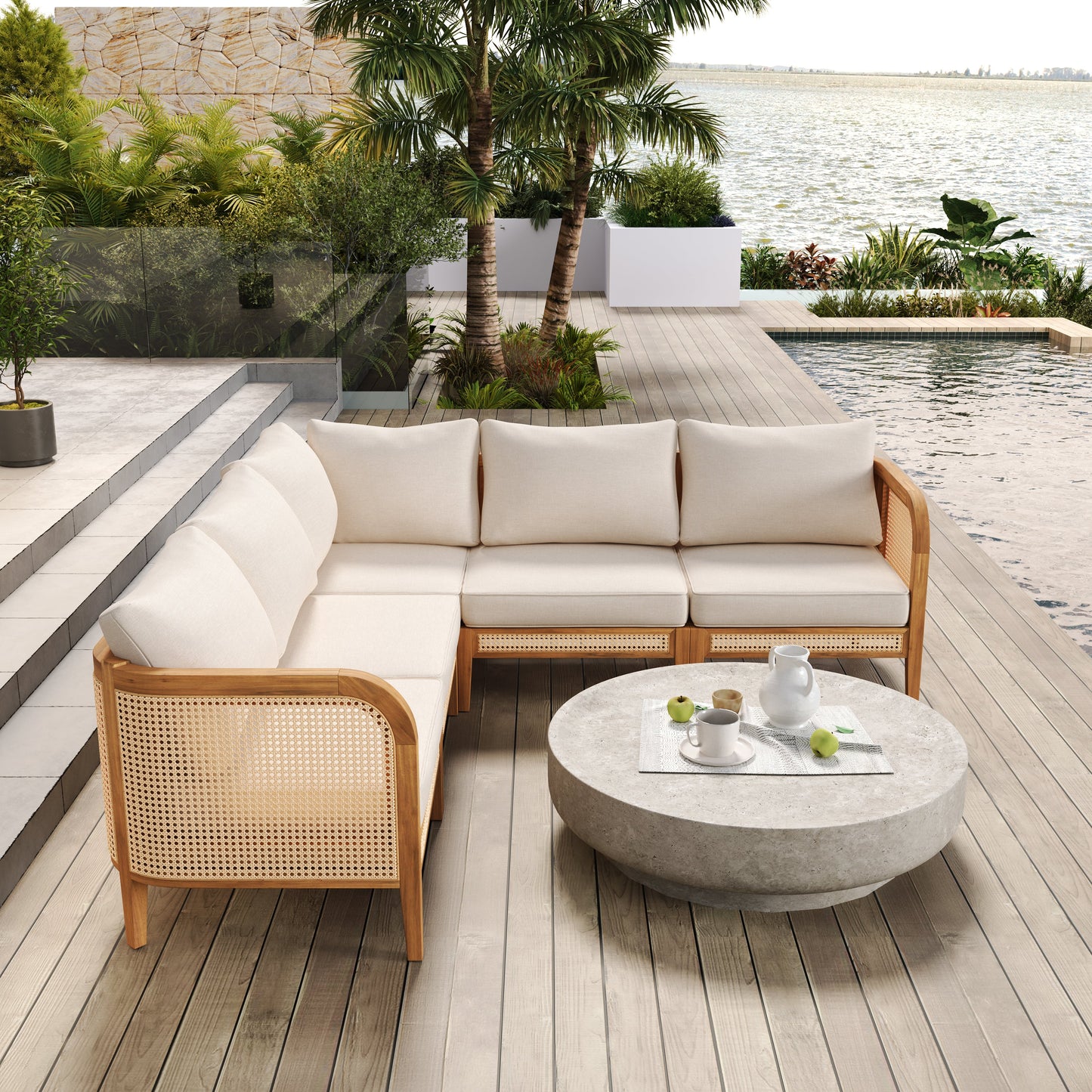 Kirkby 5 Seater Acacia Wood Sofa For The Garden