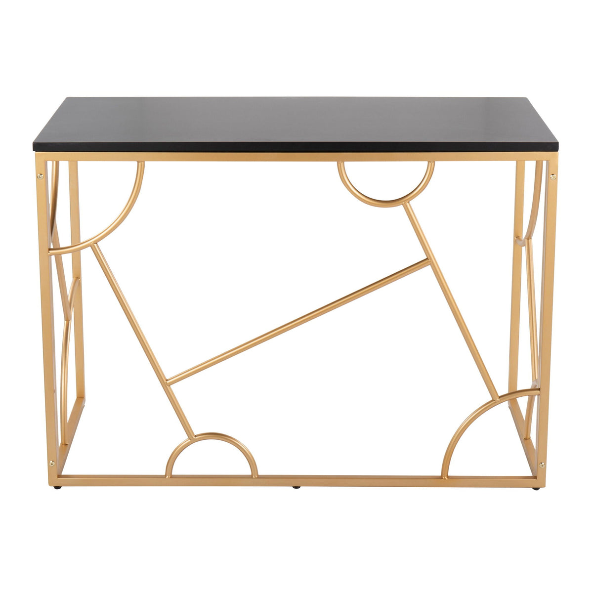Contemporary Writing Desk with black tabletop and gold geometric frame HouseOfZazla on Tampa Home & Garden Store