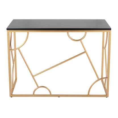 Contemporary Writing Desk with black tabletop and gold geometric frame HouseOfZazla on Tampa Home & Garden Store