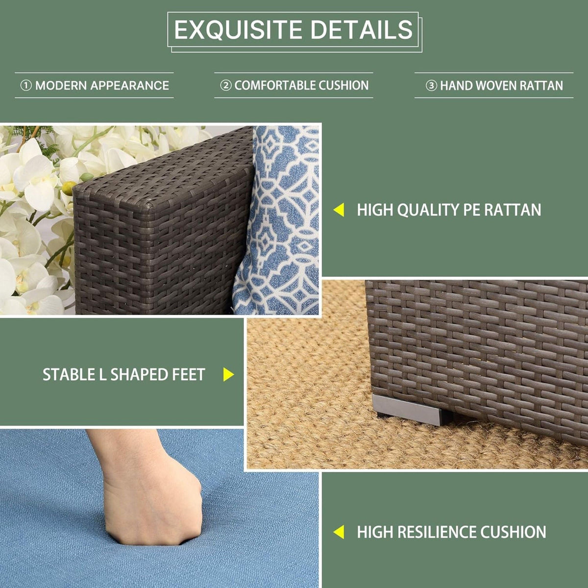 Armless Patio Sofa Set and Waterproof Cushions