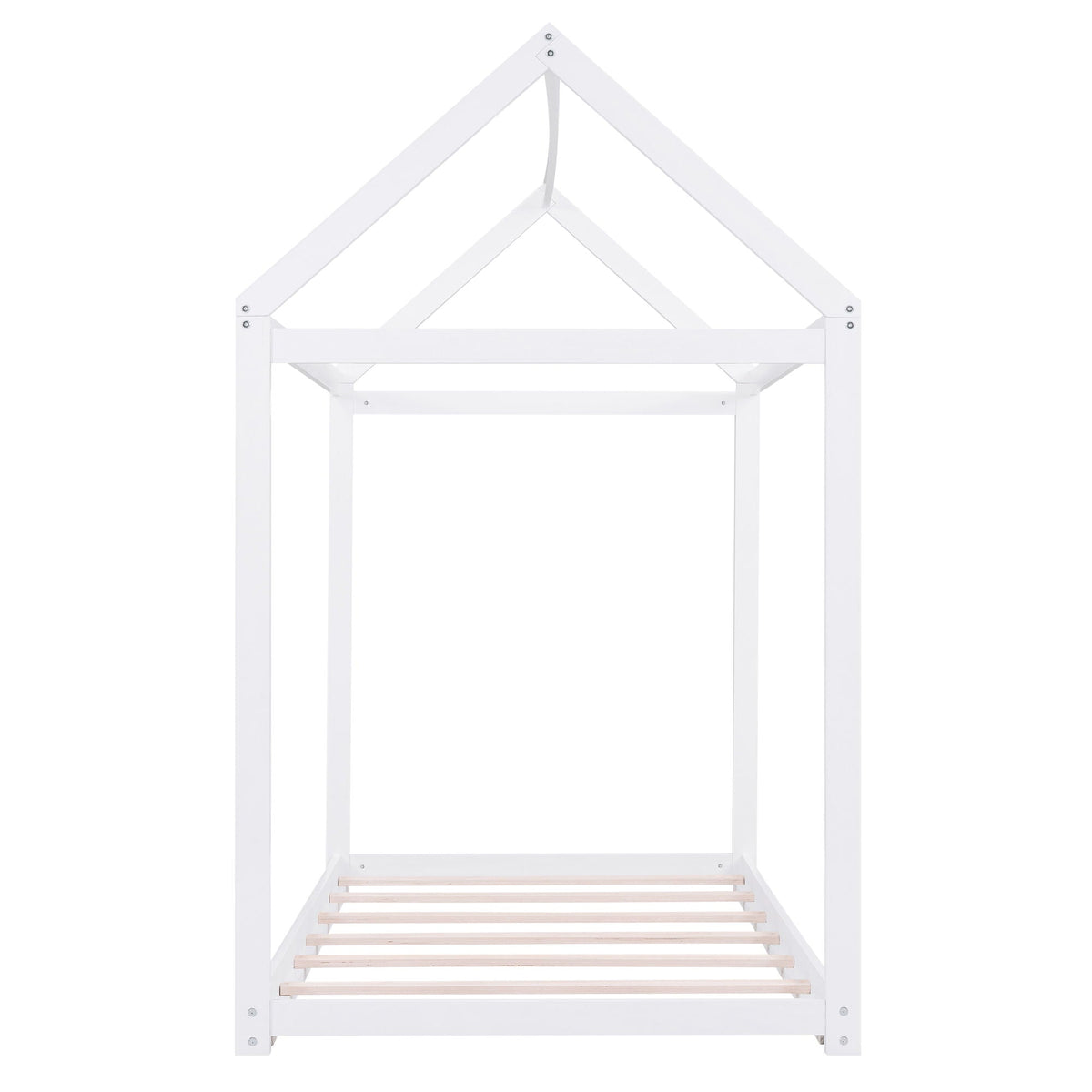 Wooden House Shaped Bed white platform bed frame with natural wood slats by HouseOfZazla on Tampa Home & Garden Store