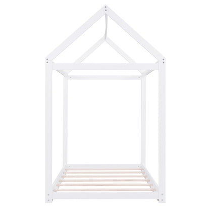 Wooden House Shaped Bed white platform bed frame with natural wood slats by HouseOfZazla on Tampa Home & Garden Store