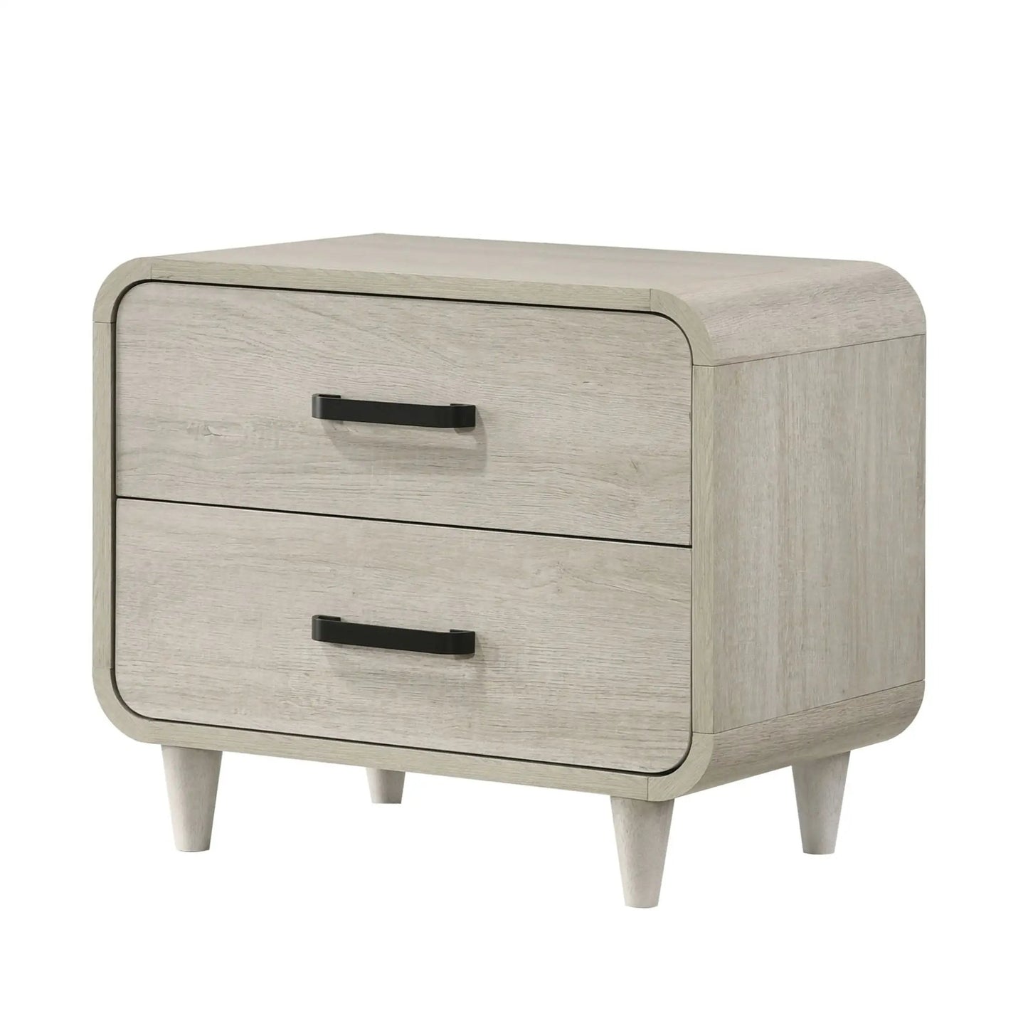 Nightstand with 2 drawers in antique white with black handles by Unique Piece Furniture on Tampa Home & Garden Store