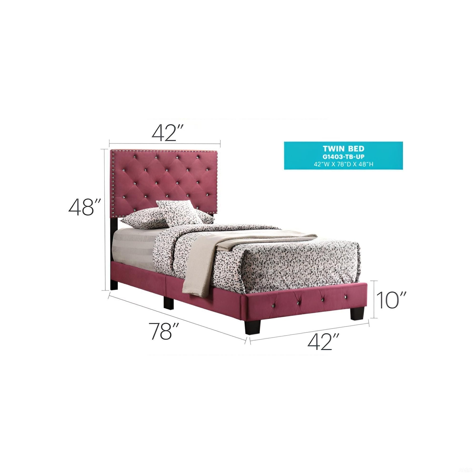 Luxurious burgundy tufted upholstered bed with nailhead trim and matching footboard on Tampa Home & Garden Store