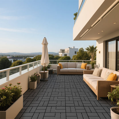 Set of 44 Plastic Interlocking Decking Tiles