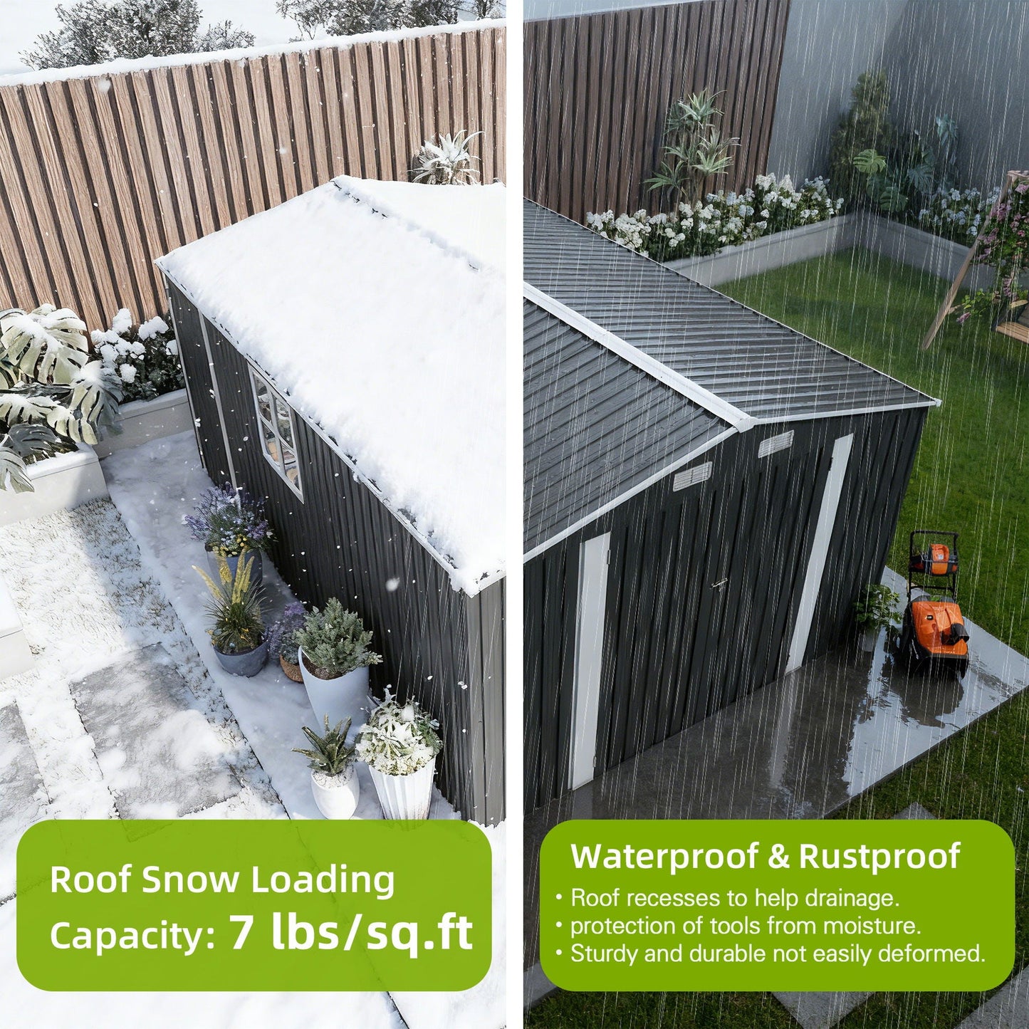 Outdoor Metal Storage Shed With Lockable Doors