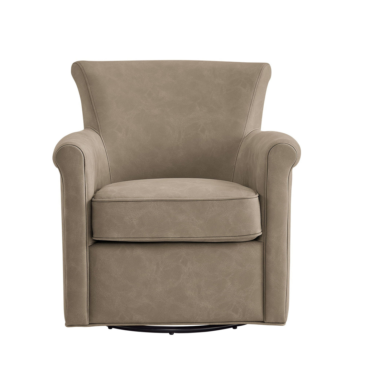 Westly Swivel Accent Chair taupe faux leather with rounded arms and 360-degree base on Tampa Home & Garden Store