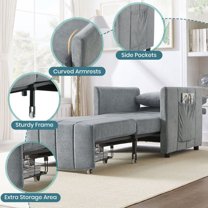 Convertible Sleeper Sofa and Storage Pockets