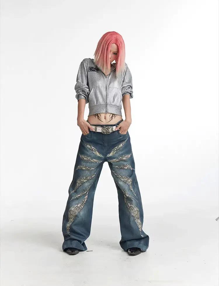 Original Digital 3D Full Printed Leopard Print Loose Jeans blue by FLIPSTYLEZLLC on Tampa Home & Garden Store