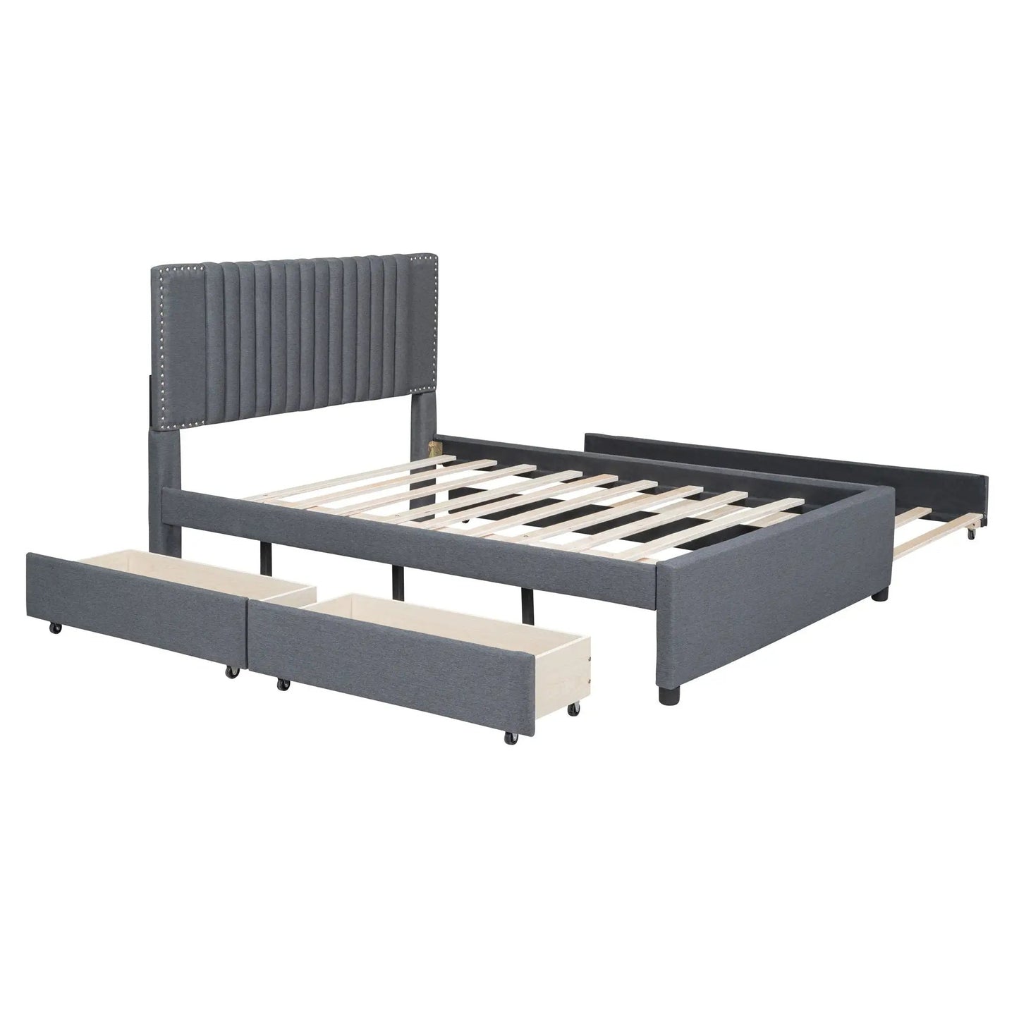 Upholstered Platform Bed With Drawers Headboard