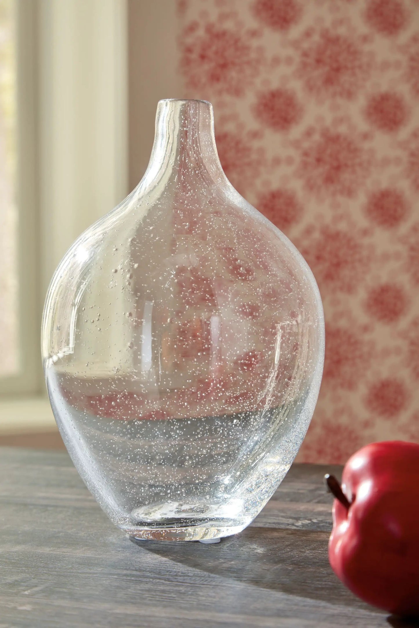 Kurthorne vase clear glass with bubble texture, narrow neck by Unique Piece Furniture on Tampa Home & Garden Store