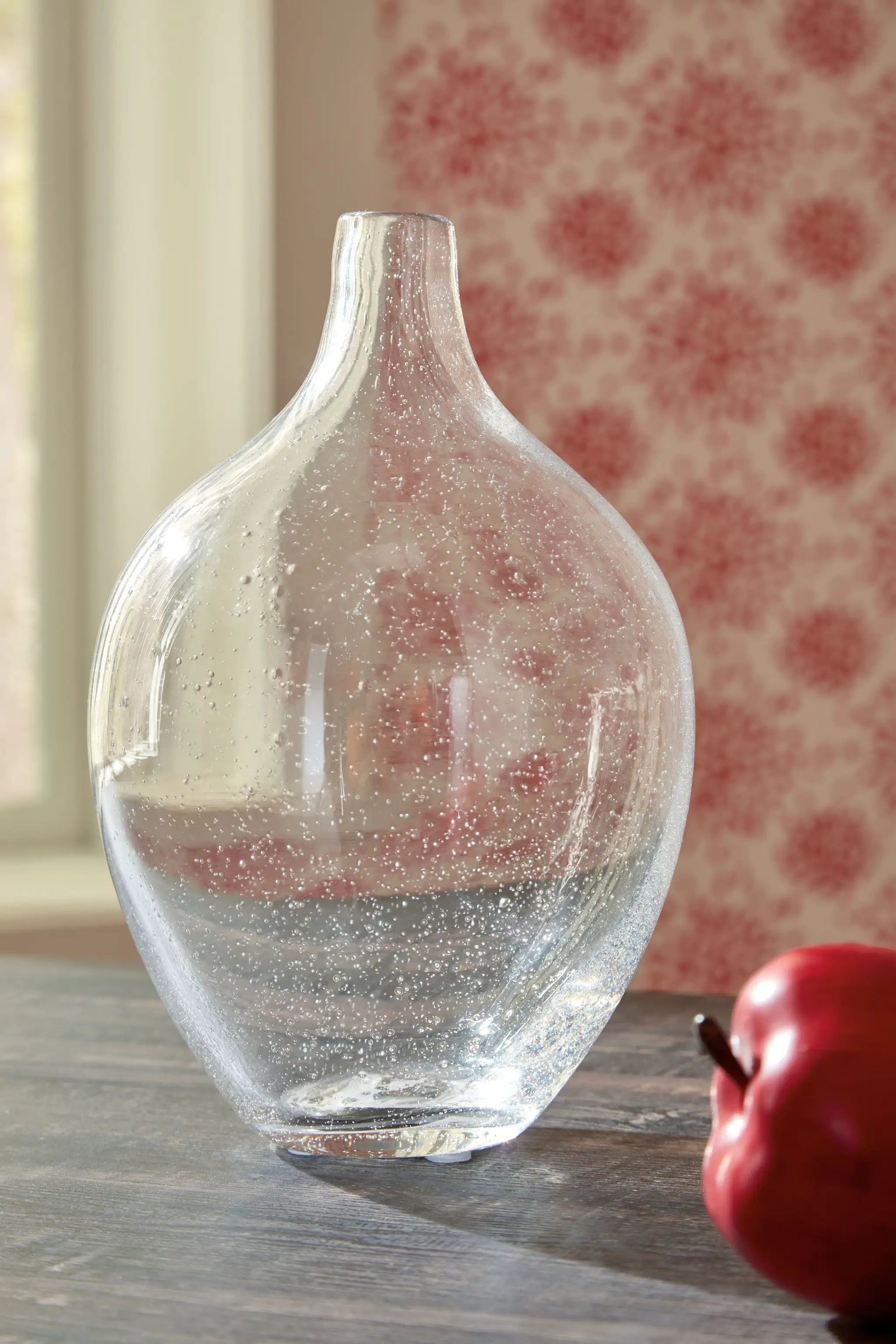 Kurthorne vase clear glass with bubble texture, narrow neck by Unique Piece Furniture on Tampa Home & Garden Store