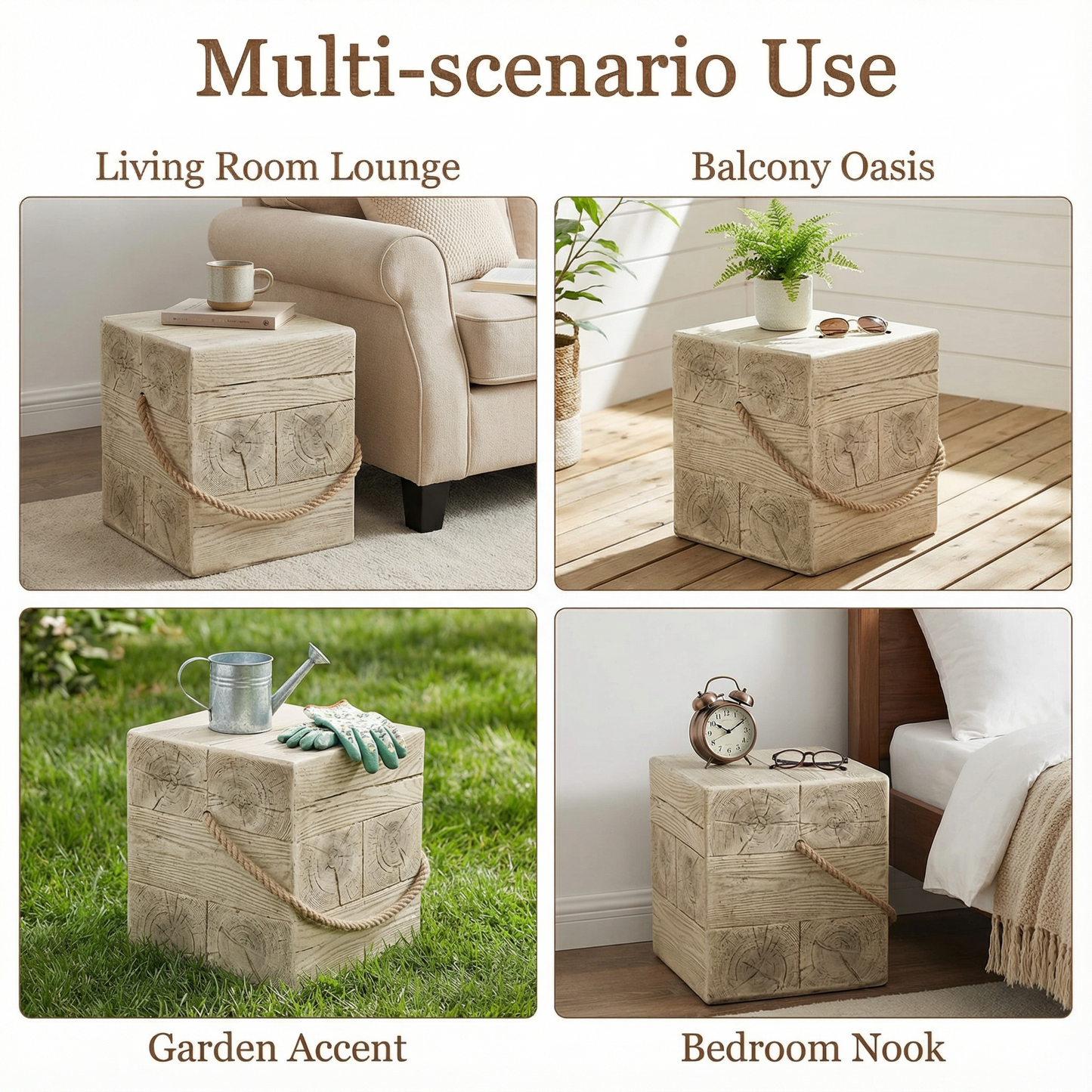 Small Indoor and Outdoor Wood Grain Side Table