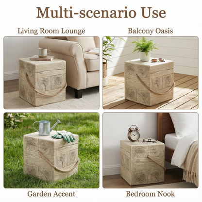 Small Indoor and Outdoor Wood Grain Side Table