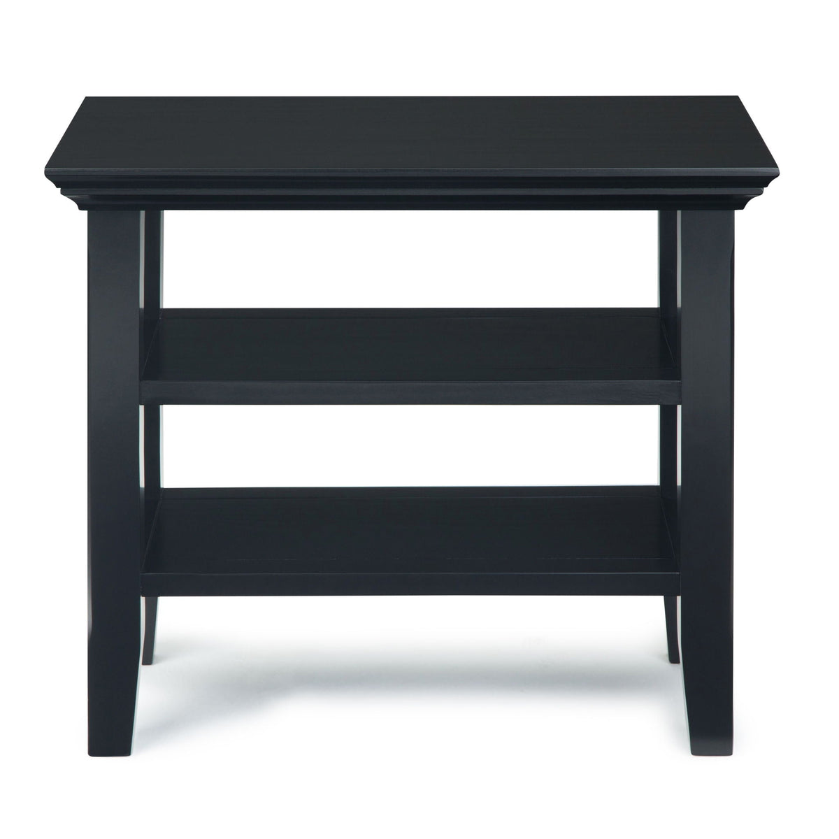 Acadian Narrow Side Table handcrafted by HouseOfZazla in black finish with lower shelf on Tampa Home & Garden Store