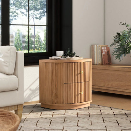Valentine Two Drawer Beech Storage Side Table