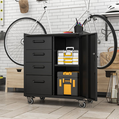 Sturdy metal tool storage cabinet on wheels black steel with drawers HouseOfZazla on Tampa Home & Garden Store