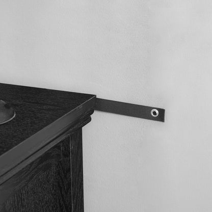 Modern 5-drawer black dresser for living room storage with visible wood grain on Tampa Home & Garden Store