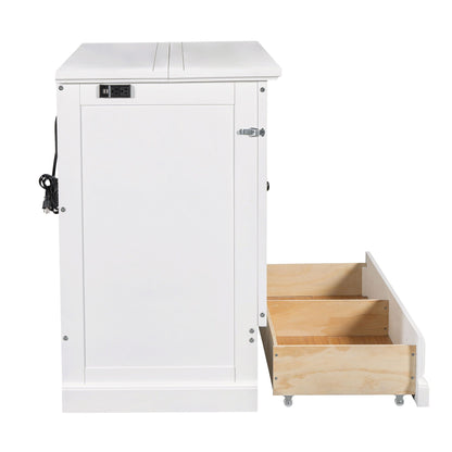 White Murphy bed cabinet with charging station and large storage drawer; stair-step base on Tampa Home & Garden Store