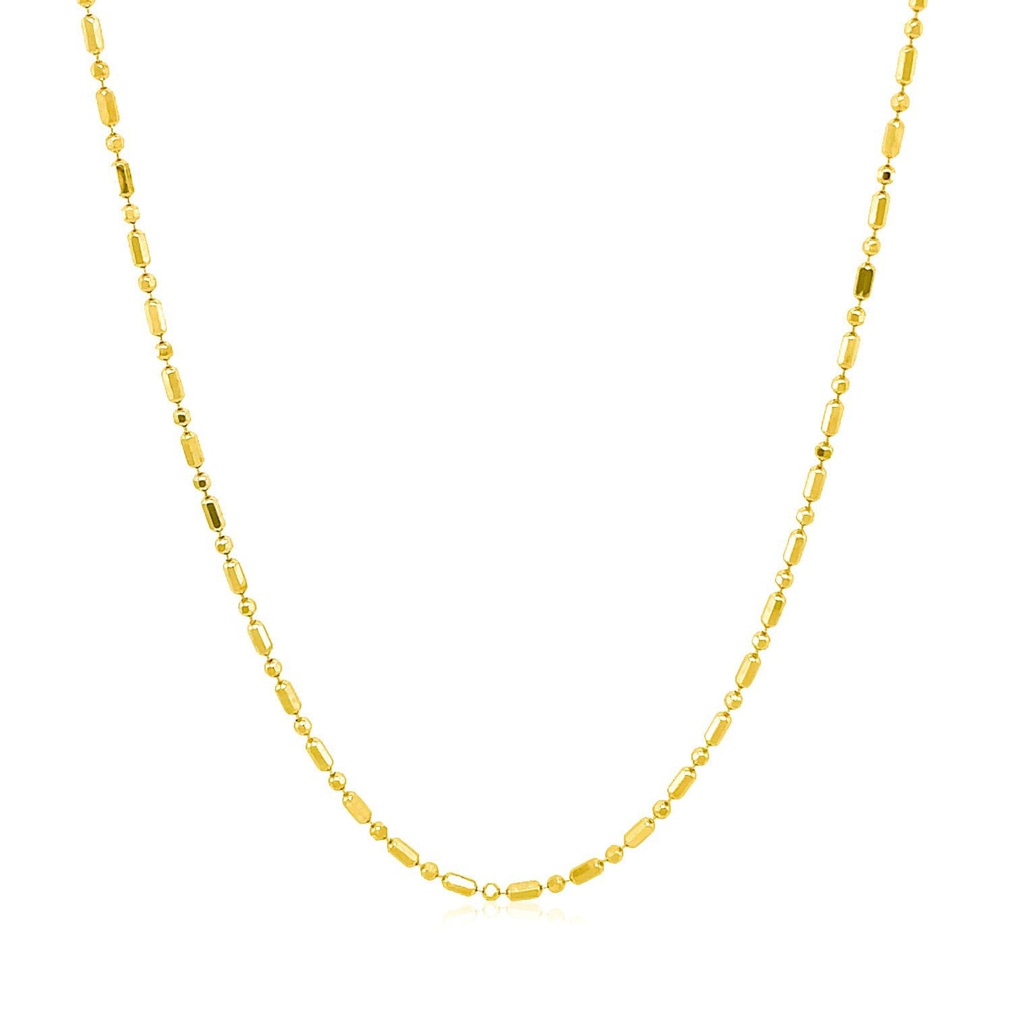 14k Yellow Gold Diamond-Cut Alternating Bead Chain Necklace 1.2mm by Bids.com on Tampa Home & Garden Store