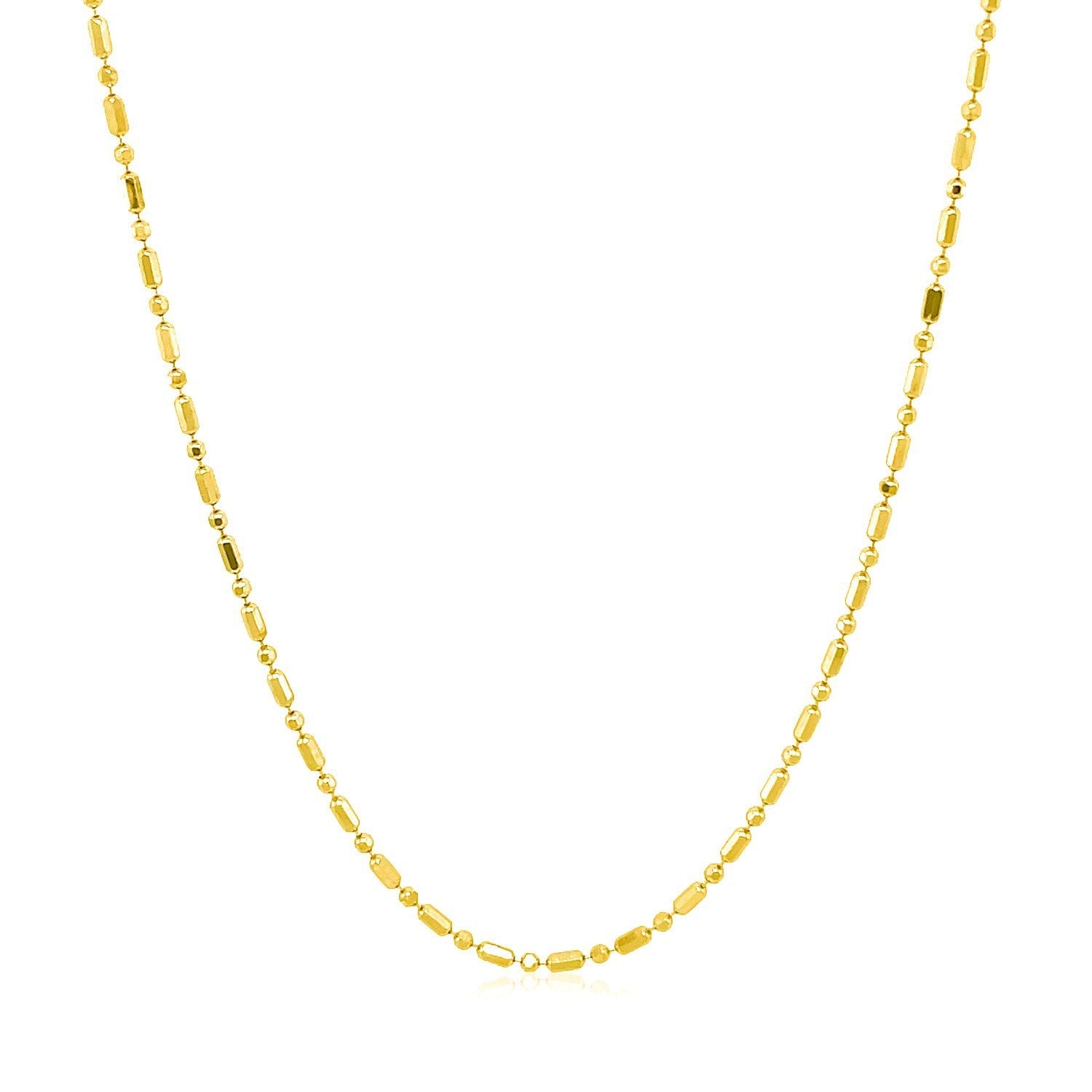 14k Yellow Gold Diamond-Cut Alternating Bead Chain Necklace 1.2mm by Bids.com on Tampa Home & Garden Store