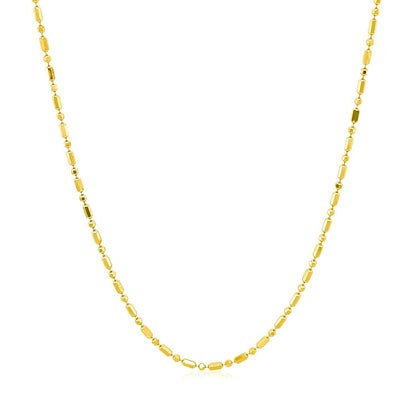 14k Yellow Gold Diamond-Cut Alternating Bead Chain Necklace 1.2mm by Bids.com on Tampa Home & Garden Store