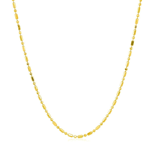 14k Yellow Gold Diamond-Cut Alternating Bead Chain Necklace 1.2mm by Bids.com on Tampa Home & Garden Store