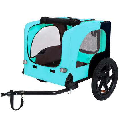 Pet Bike Trailer turquoise fabric with mesh window, black trim, and large wheels by HouseOfZazla on Tampa Home & Garden Store