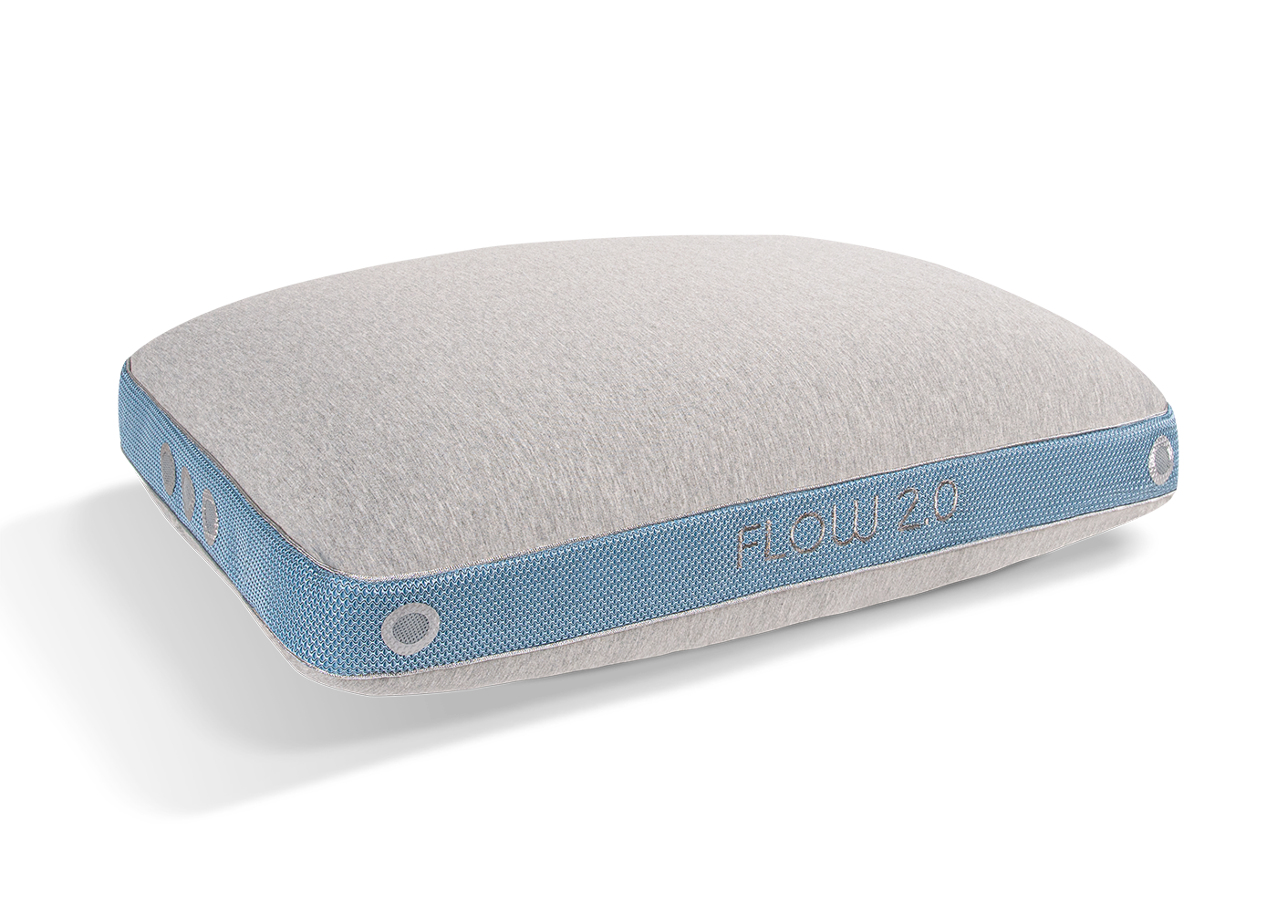BedGear Flow Performance Pillow size 3.0 backrest pillow with gray cover and blue side band on Tampa Home & Garden Store