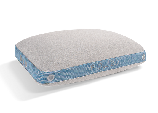 BedGear Flow Performance Pillow size 3.0 backrest pillow with gray cover and blue side band on Tampa Home & Garden Store