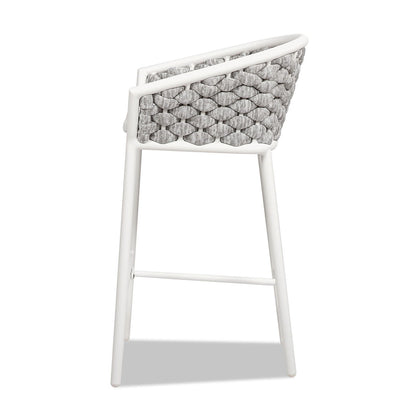 Optic white rope barrel low-back patio counter stool set of 2, weather-resistant design on Tampa Home & Garden Store