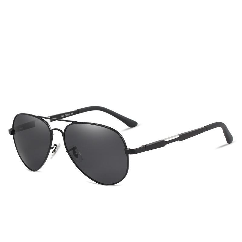 Stevvex aviator sunglasses black frame with polarized gray lenses on Tampa Home & Garden Store