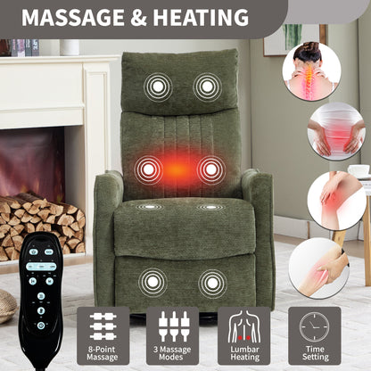 Green Heat Massage Manual Recliner Chair by HouseOfZazla in green fabric with remote control on Tampa Home & Garden Store