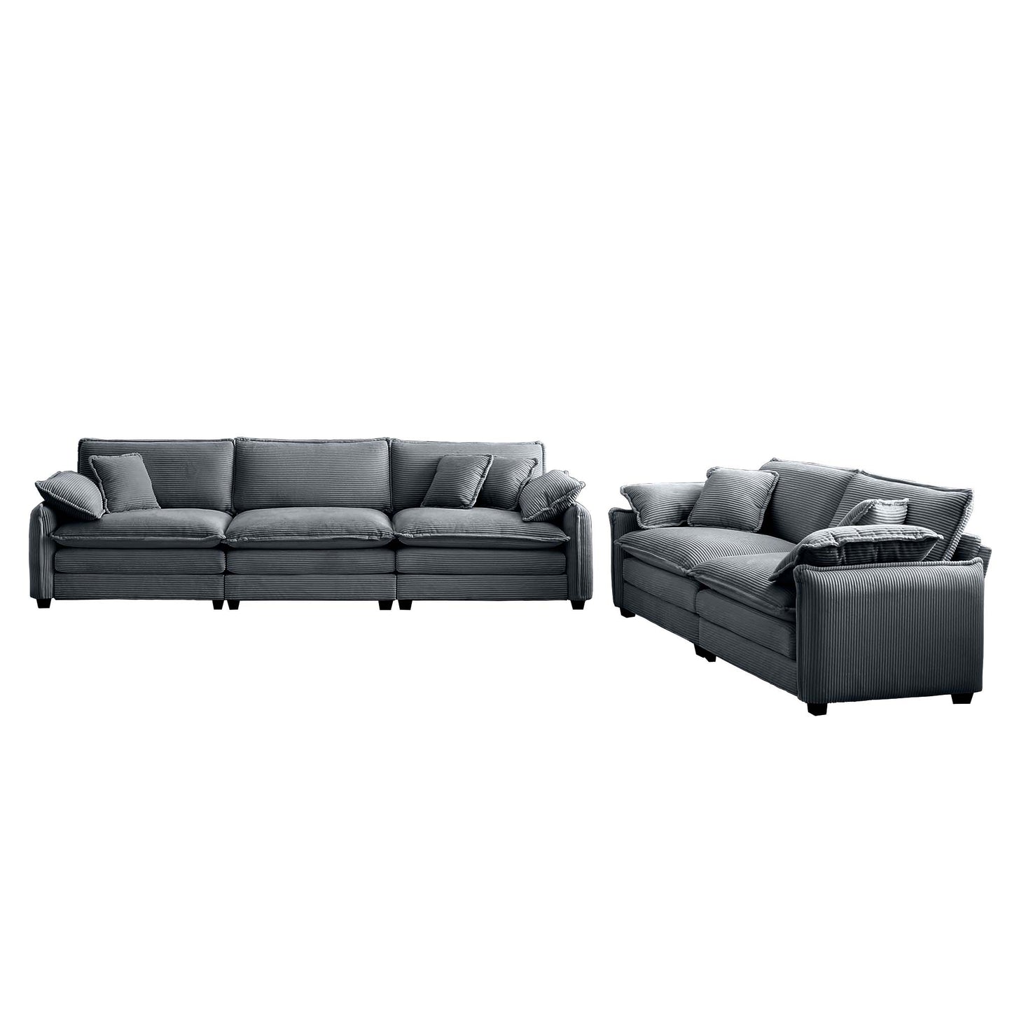 Family Deep-Seat Sofa Set by HouseOfZazla, dark gray fabric sectional with chaise on Tampa Home & Garden Store